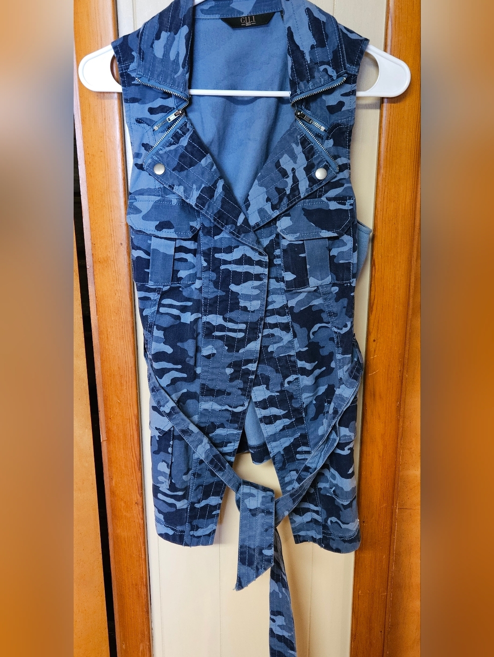 Blue Camo Utility Vest with Belt